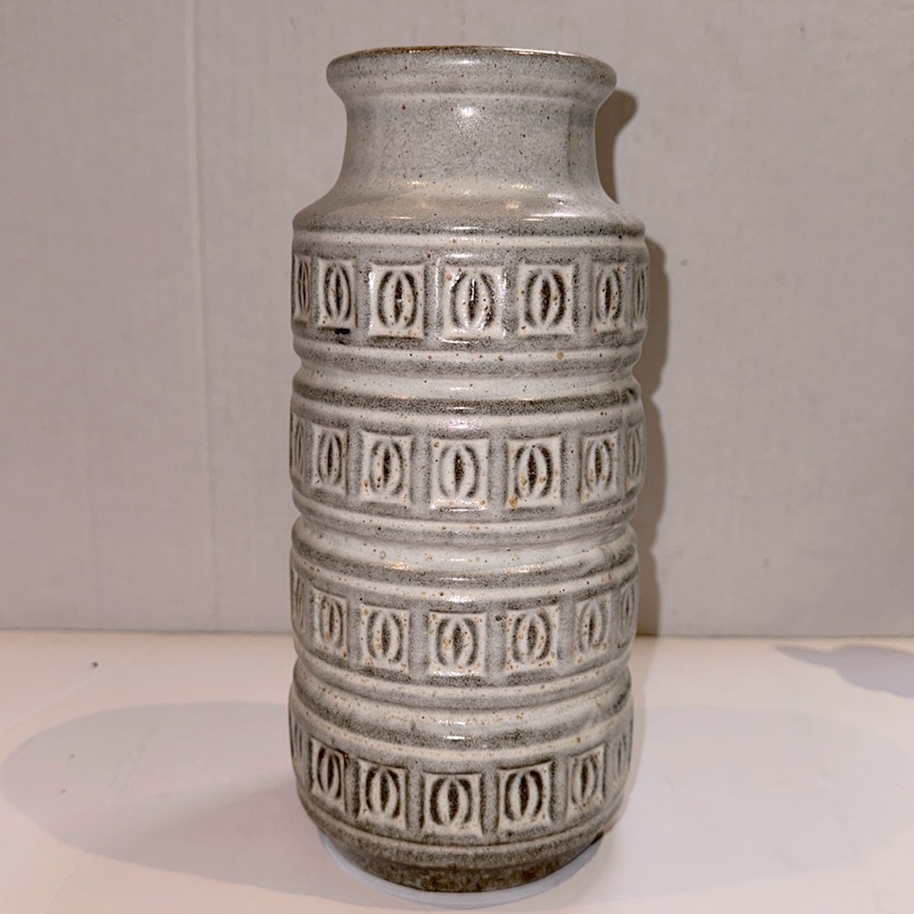 W. German Scheurich Patterned Ceramic Vase Earth Tones Vtg "W. Germany 268-23'